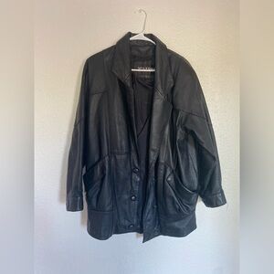 Wilson’s Men/ Women's Black Oversized Leather Jacket